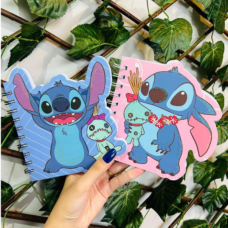 Kit Stitch Caderno e Caneta Stich Caderninho Fofo Kawaii Desenho Animado Filme Escola Geek