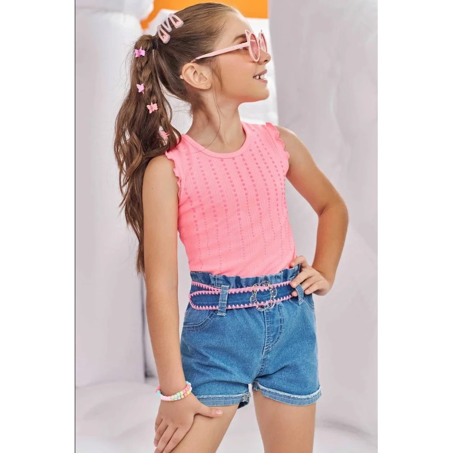 Shorts Saia/Shorts Infantil Menina em Jeans Bellini com Elastano By Infanti