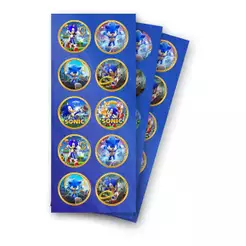 30 Adesivos Sonic 4x4xm Aprova D'agua