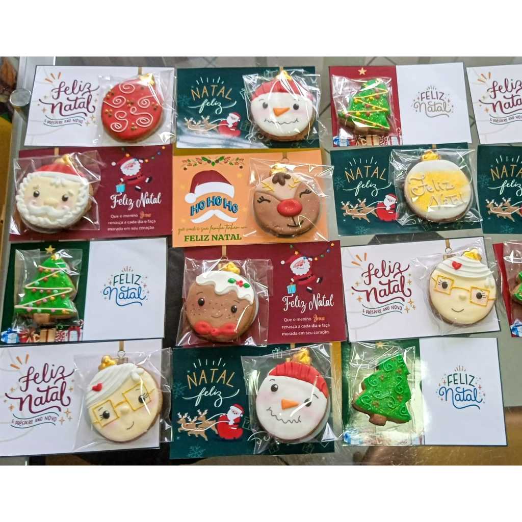 Biscoito Decorado Natalino em glâce real - cookie card - presente