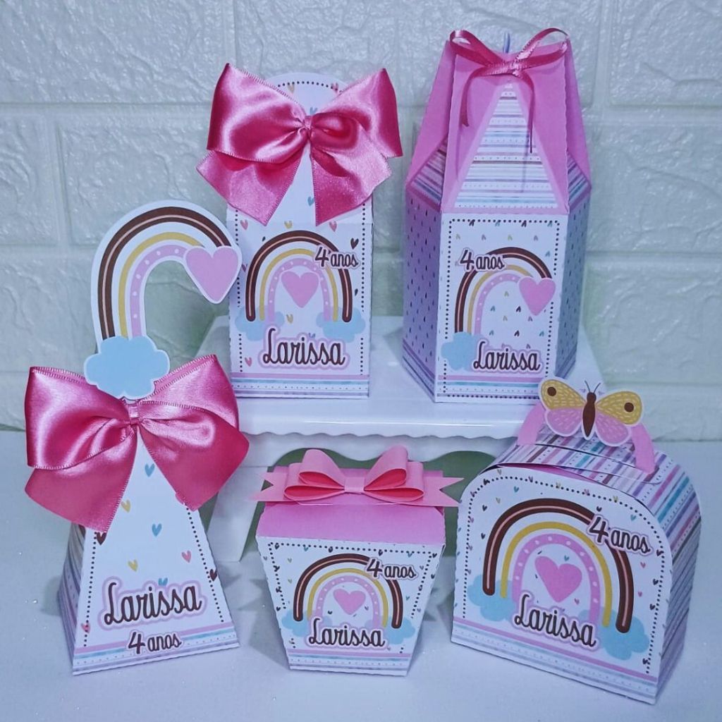 KIT FESTA PEGUE/MONTE Personalizados ARCO ÍRIS, Chá de Bebê/Revelação, lembrancinhas, Caixinha/festa infantil.
