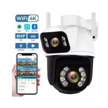 JORTAN Câmera De Segurança Externa IP Wifi Lente Dupla App Yousee Ip66 360 Sensor Visão Noturna