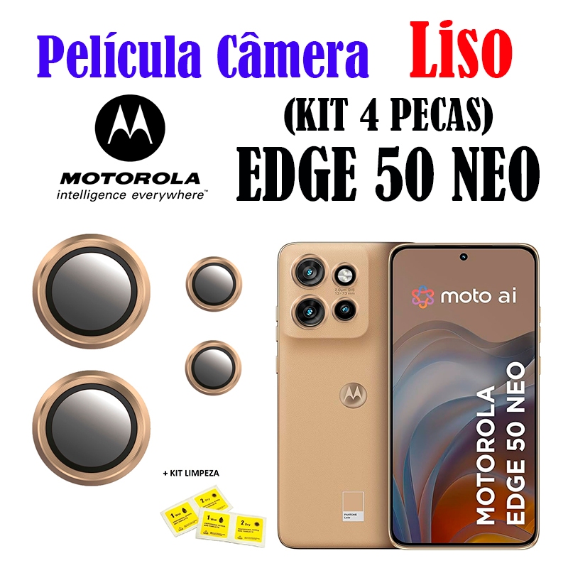 KIT(4 Pecas)Película De Câmera Liso Edge 50 Neo Motorola Com Anel De Metal Prote