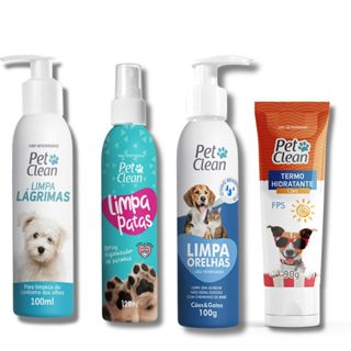 Kit Hidratante com Filtro Solar para Cachorro Limpa Patas Limpa Lágrimas e Limpa Orelhas Pet Clean em Oferta na Shopee