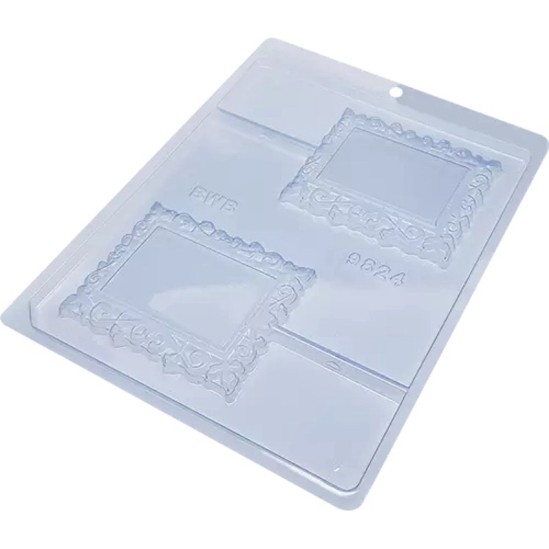 Kit 03 Formas Chocolate Acetato Simples Pirulito Moldura Camafeu Quadrado