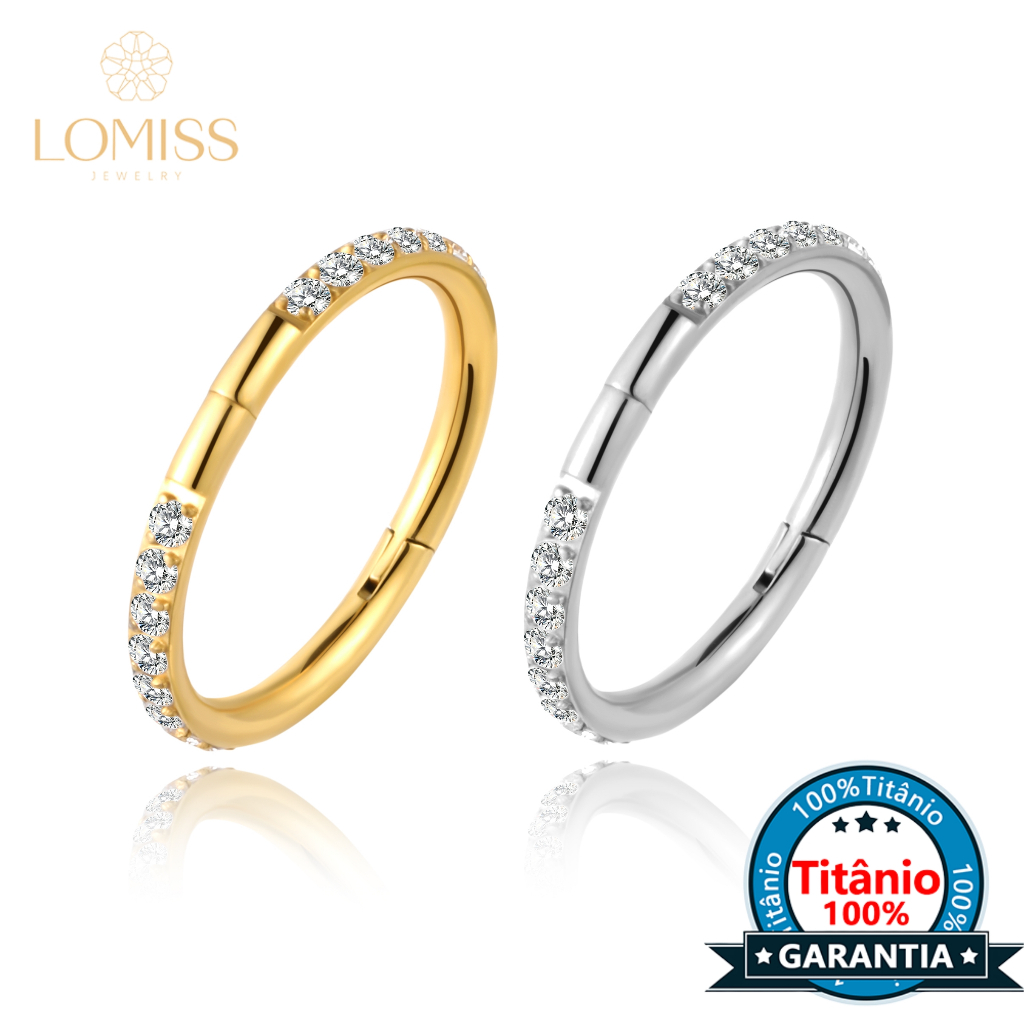 【LOMISS】Piercing Argola Titânio Pvd Ponto de Luz Zircônia Cravejada Lateral Completa de Nariz, Orelha, Daith, Trágus em Oferta na Shopee