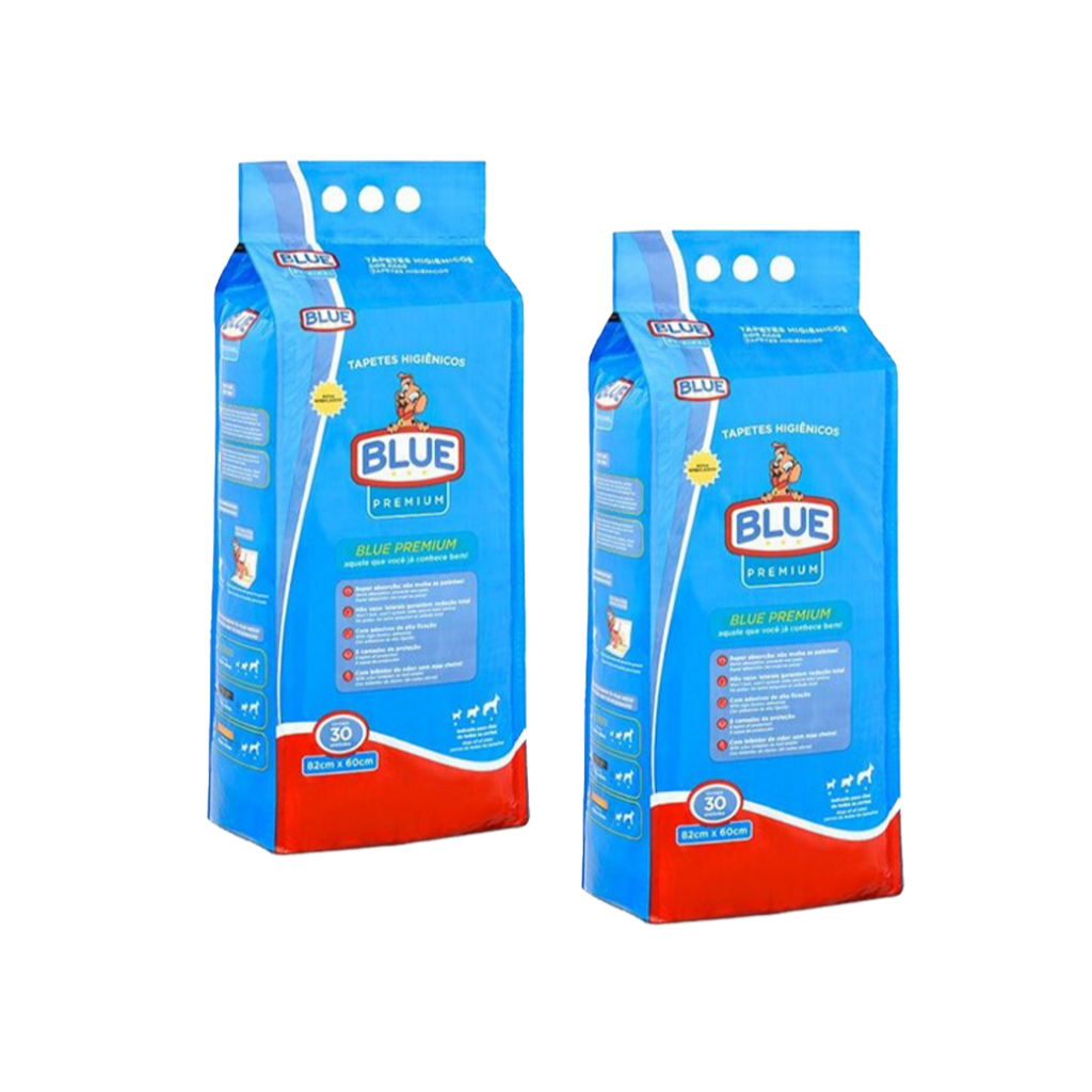 2 TAPETE HIGIÊNICO BLUE PREMIUM 82x60 COM 30 UNI em Oferta na Shopee