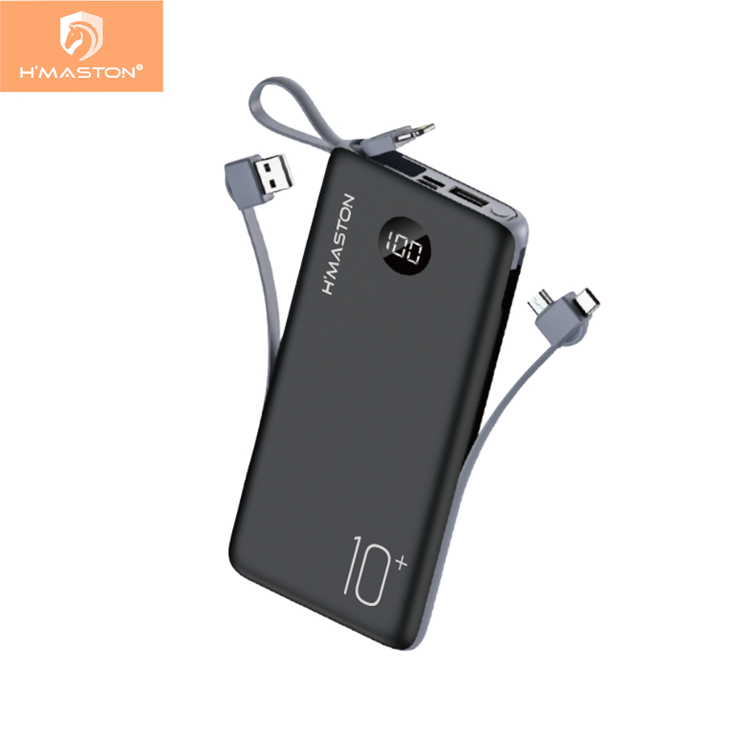H'maston YD-20 Power Bank 10000mah 3.1A Bateria Portatil Carregamento Rápido com 4 Cabo em Oferta na Shopee