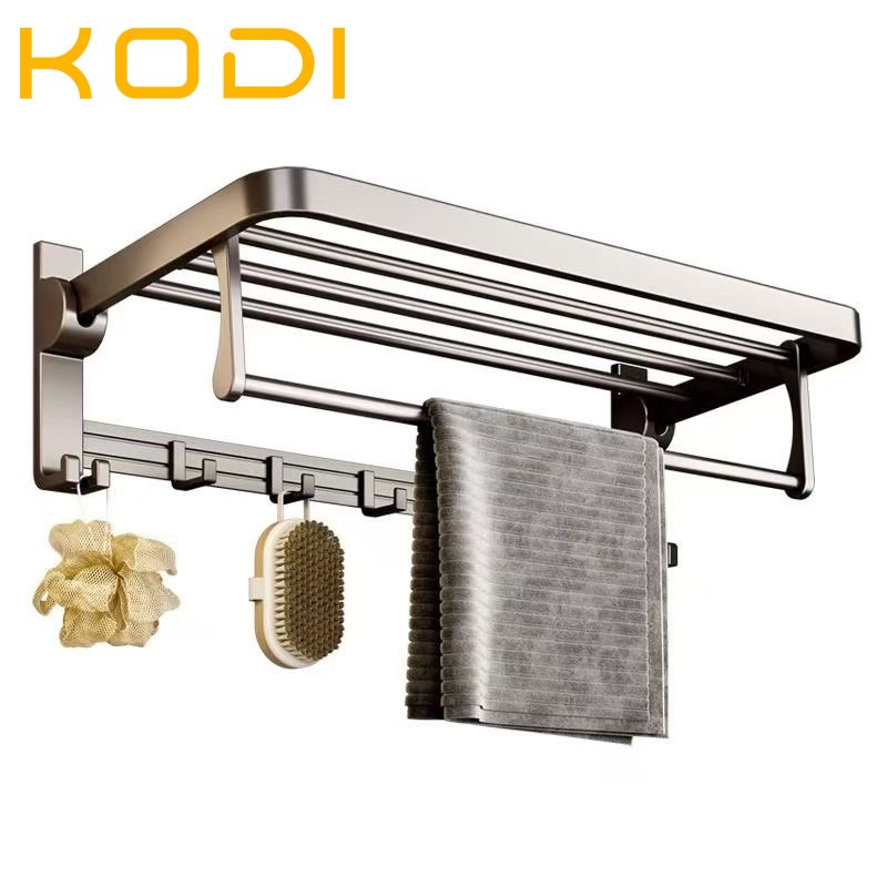 Porta Toalha Suporte Toalheiro Banheiro Duplo Aço Inox Premium Retratil 90° Adesivo Sem Furos -T2 em Oferta na Shopee