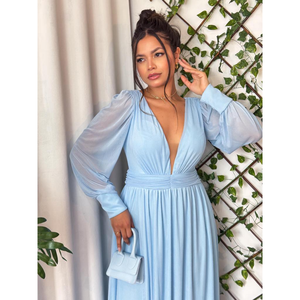 Vestido Longo  de Festa tule, Para Madrinhas Convidados  de Casamento(caimento perfeito no corpo) em Oferta na Shopee