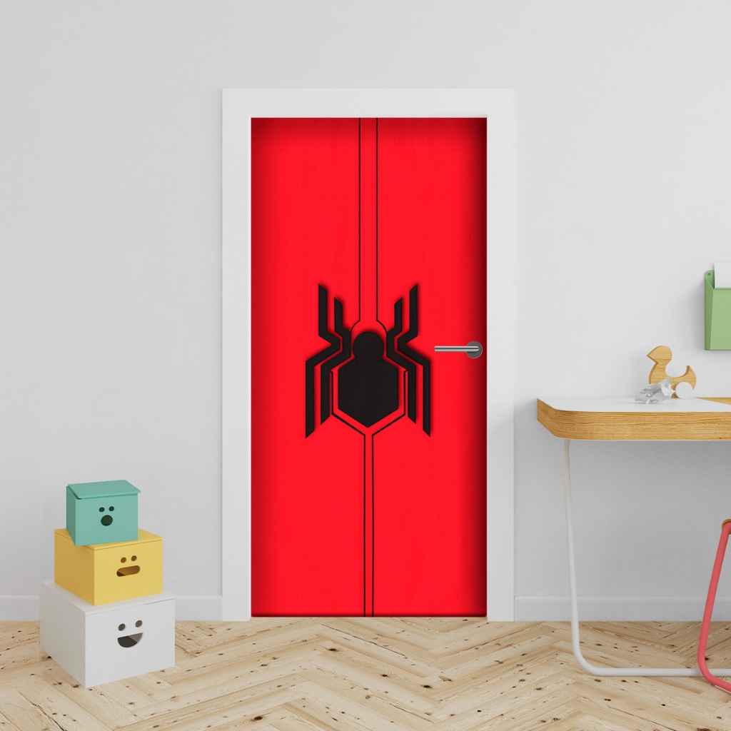 Capa Decorativa de Porta Sublimados C/ Elástico 0,75x2,10m Tema Homem Aranha