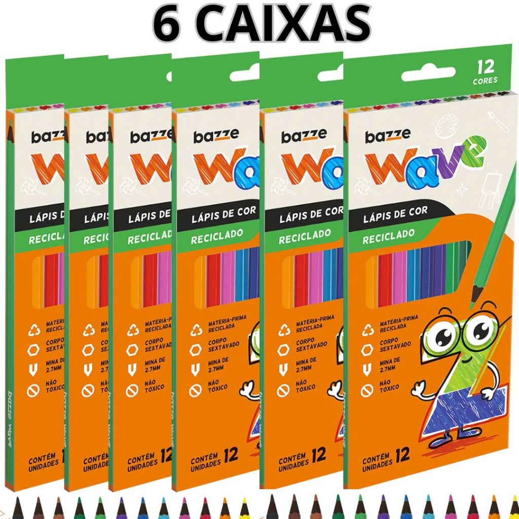Lápis De Cor 12 Cores Pacote C/ 6 Caixas Lápis De Cor Colorido em Oferta na Shopee