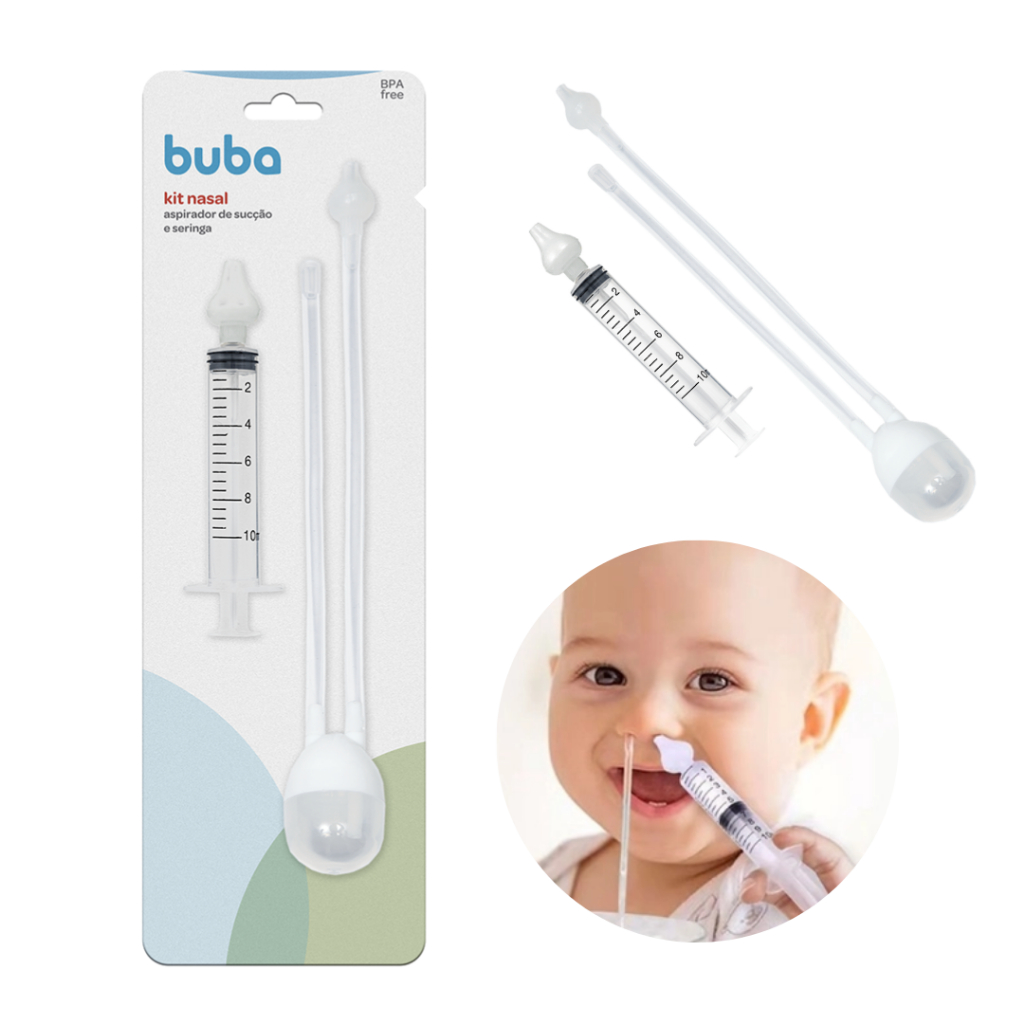Kit Aspirador Nasal Seringa Lavagem Nasal Infantil Bebe Buba