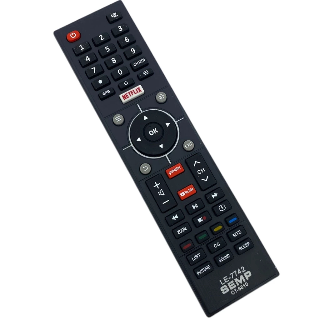 Controle Remoto LE-7742 TV Semp Toshiba LCD com netflix/youtube/globoplay