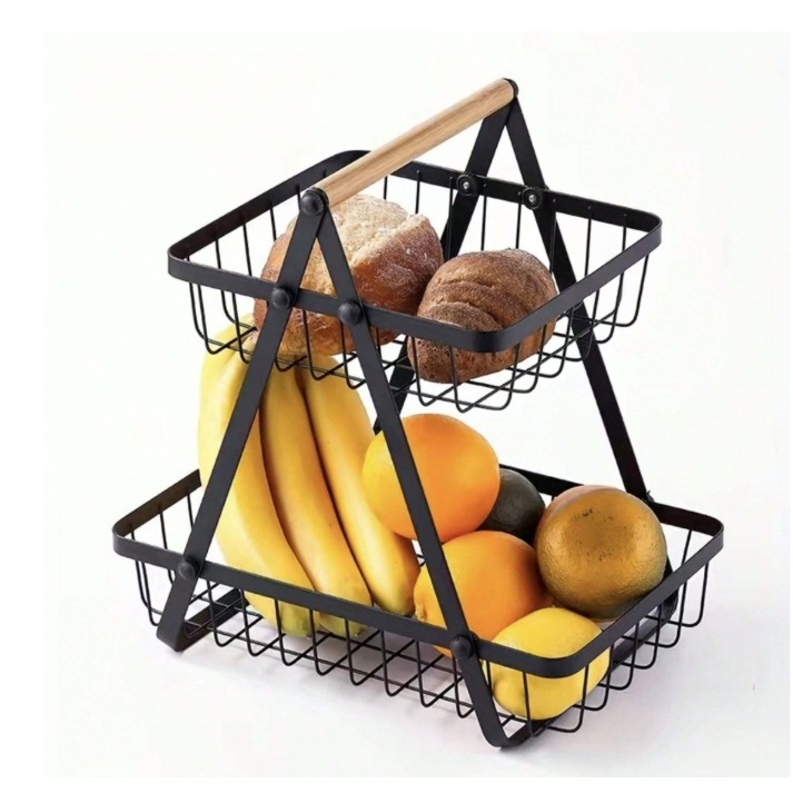 Fruteira de Mesa ou Cesto Multiuso Cesta de metal portátil Organizador para Casa Cozinha Escritório