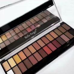 Paleta de sombra belle angel 28 cores matte e nude com pincel B013