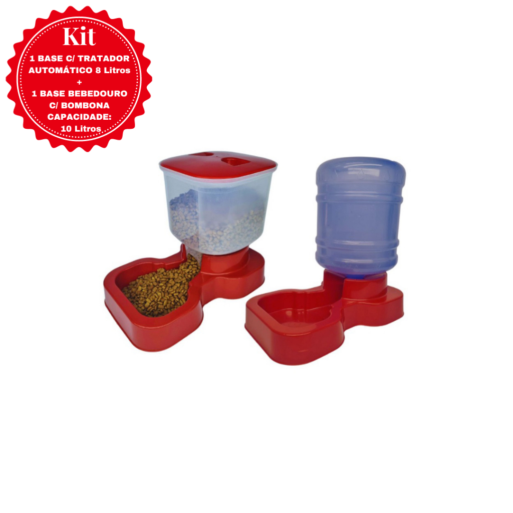 Kit Tratador Automático Comedouro + Bebedouro de Água Bombona Galão 10 litros Postagem Rápida