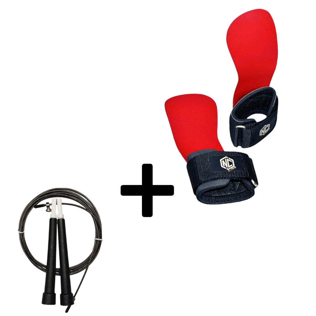 Hand Grip Cross Training Revolution Red Nc Extreme Luva + Corda Speed Rope CrossFit Palmar