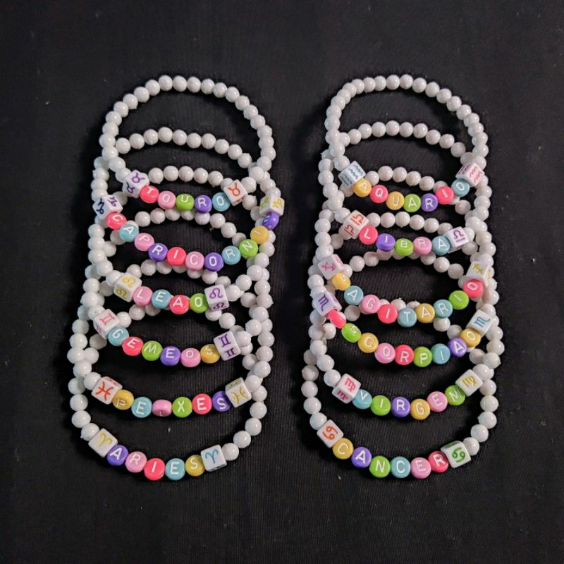 Pulseira Signos de Pérolas 6mm - Unissex Masculino Feminino