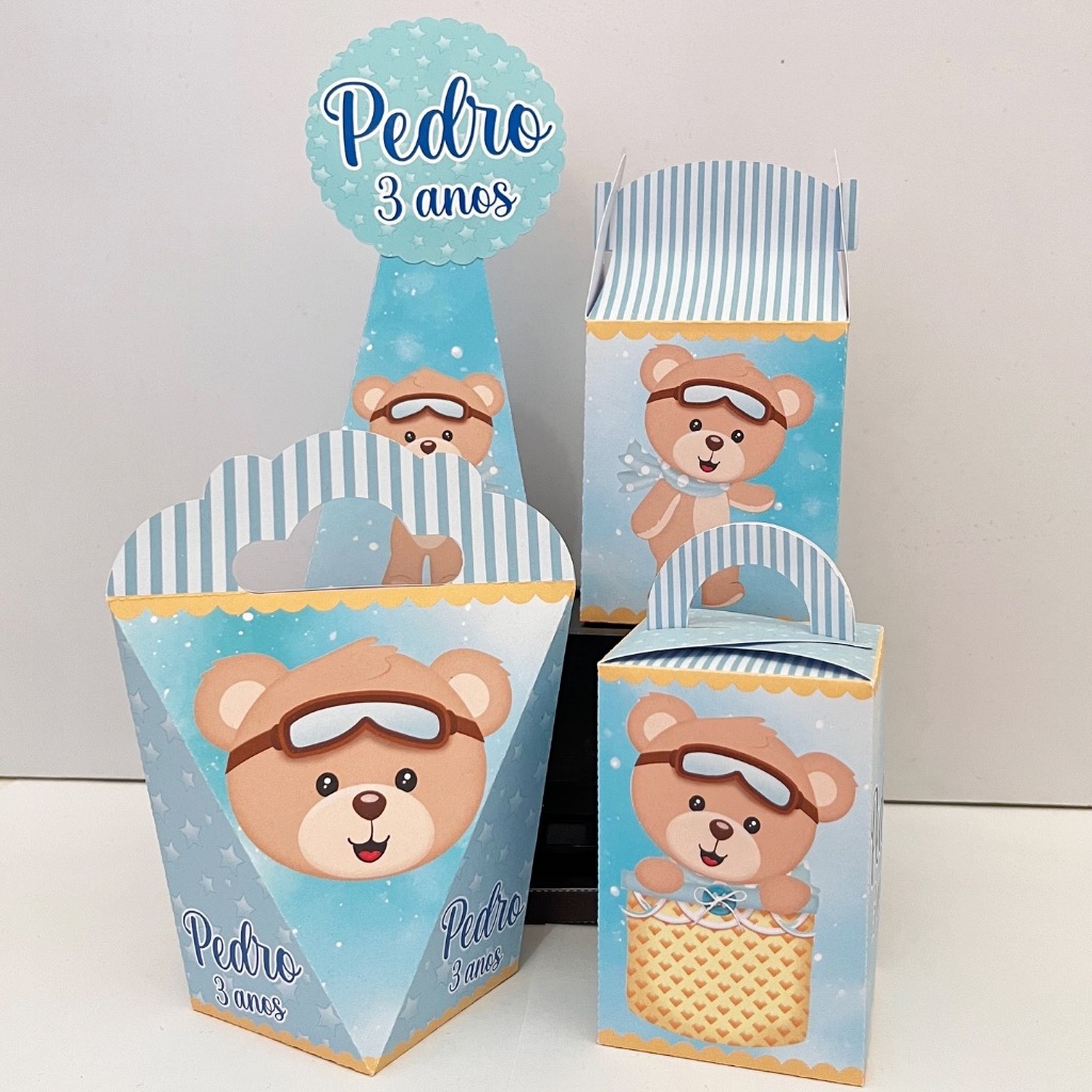 Kit Pegue e Monte Ursinho Baloeiro - kit festa - lembrancinha - aniversario - caixinhas personalizadas - festa infantil