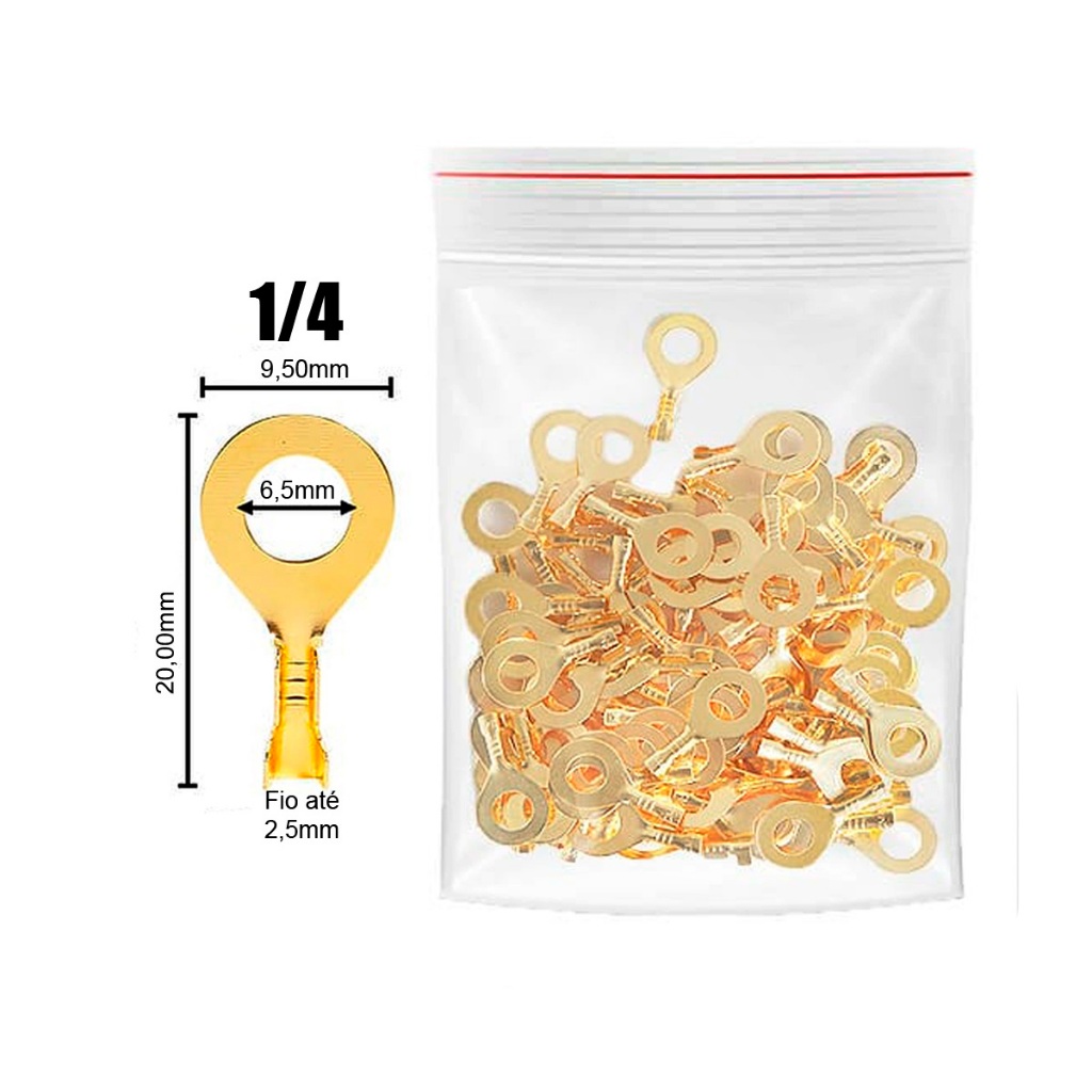 Terminal olhal 1/4 6mm em Oferta na Shopee