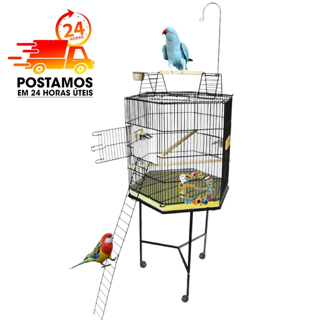 Viveiro Bragança MORADIA HEXA 60 Playground Para Ring Neck Red Rumped Calopsita Rosela Pássaros Aves Semelhantes