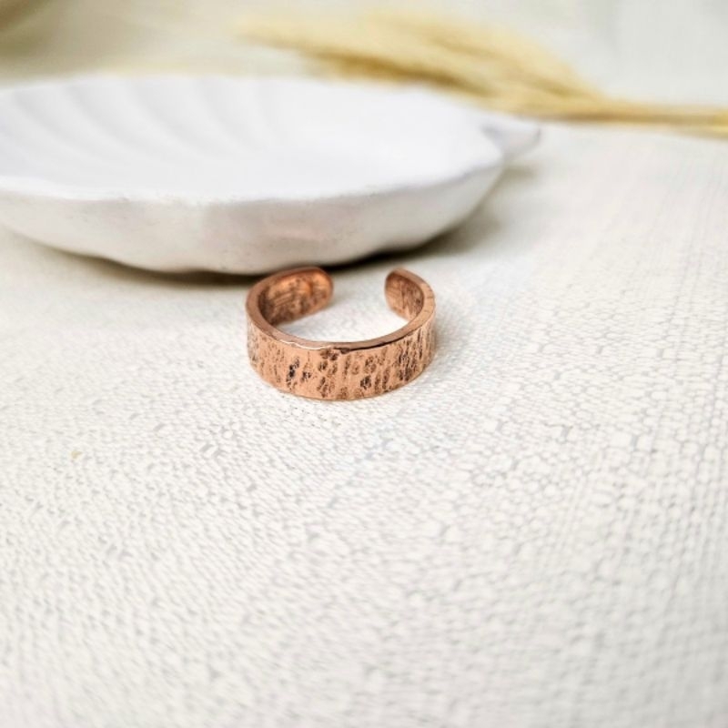 Anel Martelado de Cobre Puro 100% Natural sem Verniz Unissex em Oferta na Shopee