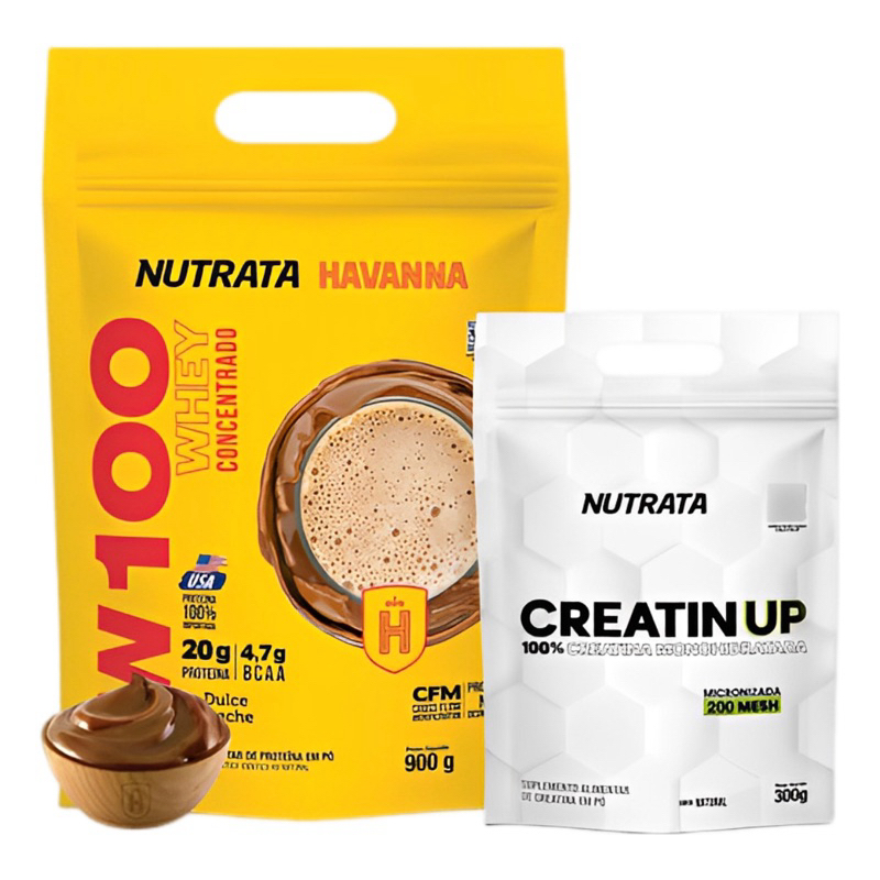 kit economico whey protein concentrado w100 Havanna 900g + creatina pura monohidrata 300g