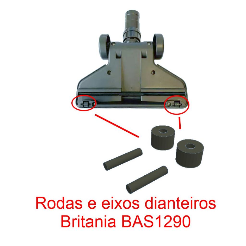 Kit de reparo compatível com Aspirador Britani BAS1290 rodas eixos e borracha — imagem 2 de 2