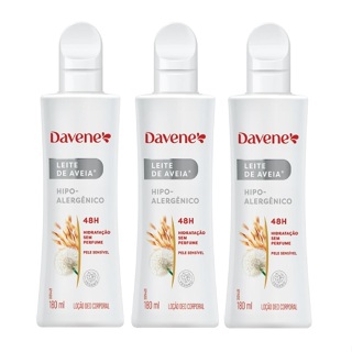 Kit c/ 3un Hidratante Corporal Leite de Aveia Hipoalergênico Sem Perfume 180ml- Davene