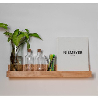 Prateleira calha de madeira de pinus com acabamento de cera castanha em Oferta na Shopee