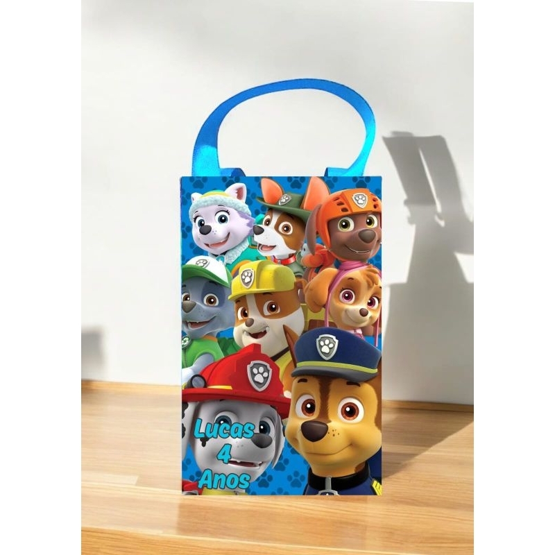 Sacolinha Patrulha Canina Personalizada Com Nome e Idade/Festa Aniversário/Envio Rápido