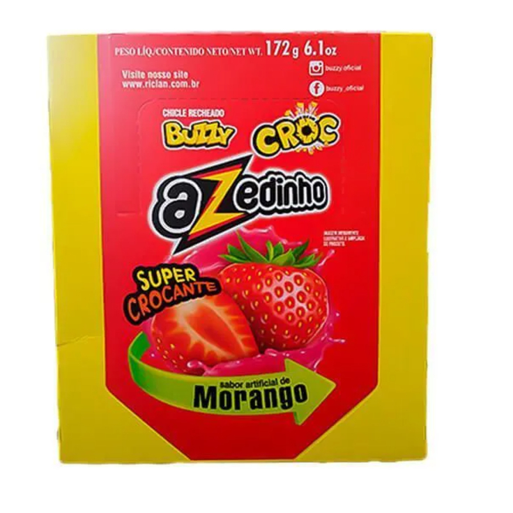 Chiclete  Buzzy Croc Azedinho Morango 172g Chicle Doce