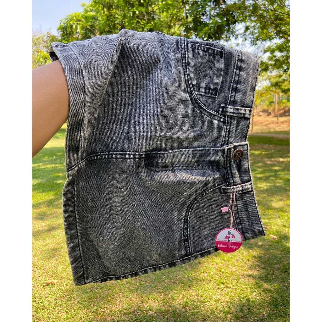 Saia Jeans Feminina Lisa Básica Estonada - Estilo Casual em Oferta na Shopee