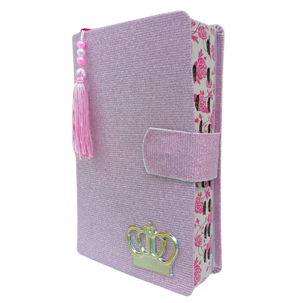 Biblia Feminina com Letras Grandes Capa Brilhosa com Glitter, Botão Magnético, com Harpa e Corinhos em Oferta na Shopee