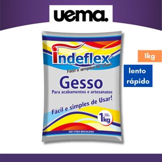 Gesso Pó Lento Rápido 1kg Branco Parede Artesanato Teto Indeflex em Oferta na Shopee