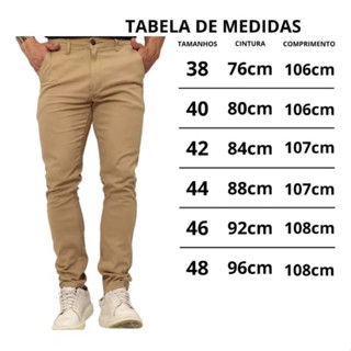 Calça Masculina Sarja Sport Fino, Com Bolso Embutido, Slim Com Elastano Alfaiataria em Oferta na Shopee