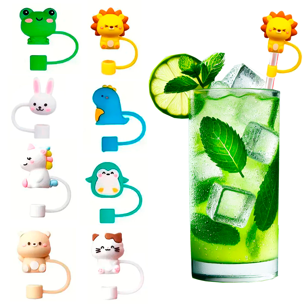 Tampa para Canudo Copo Térmico  8 e 10 mm Bichinhos