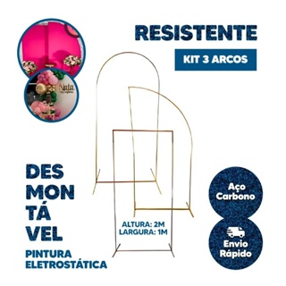 Kit 3 Arcos para Decoração Romano Meia Lua Retangular Desmontavel Pintura Eletrostatica 2 x 1 em Oferta na Shopee