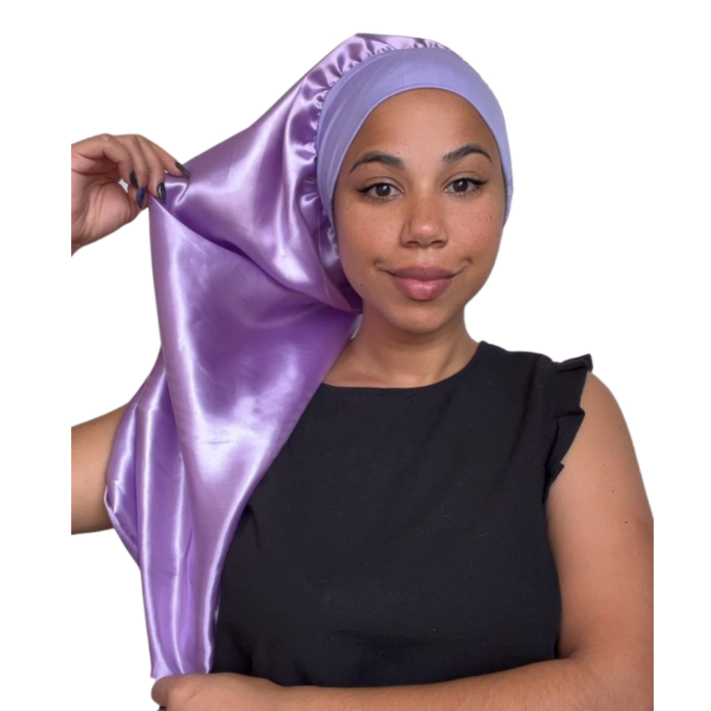 Anny Beleza Touca de Cetim Longa Toca de cetim com faixa antifrizz touca para tranças box dread em Oferta na Shopee