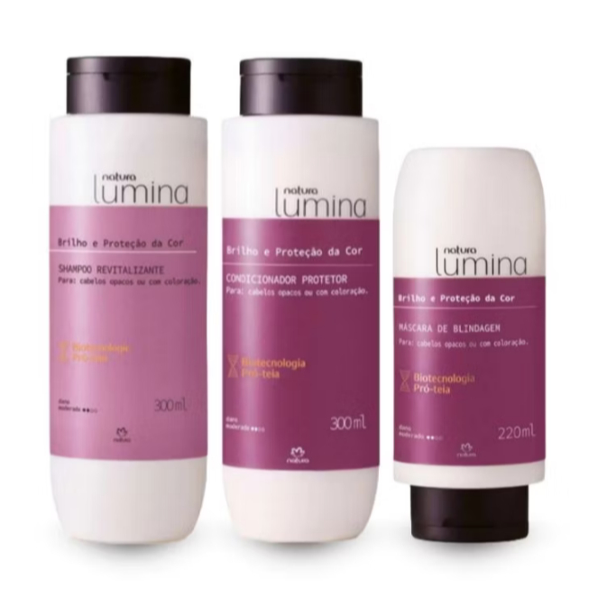 Natura Lumina Brilho e Proteção da Cor | Kit com Shampoo, Condicionador e Máscara