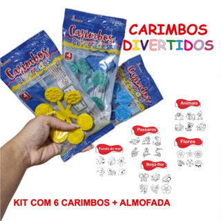 KIT CARIMBO INFANTIL COM ALMOFADA DIVERTIDO DIVERSOS DESENHOS em Oferta na Shopee