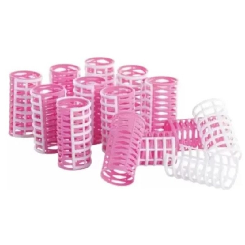 Formador de cachos bob com capa para cabelo Santa Clara N°4 Rosa e azul 12 unidades