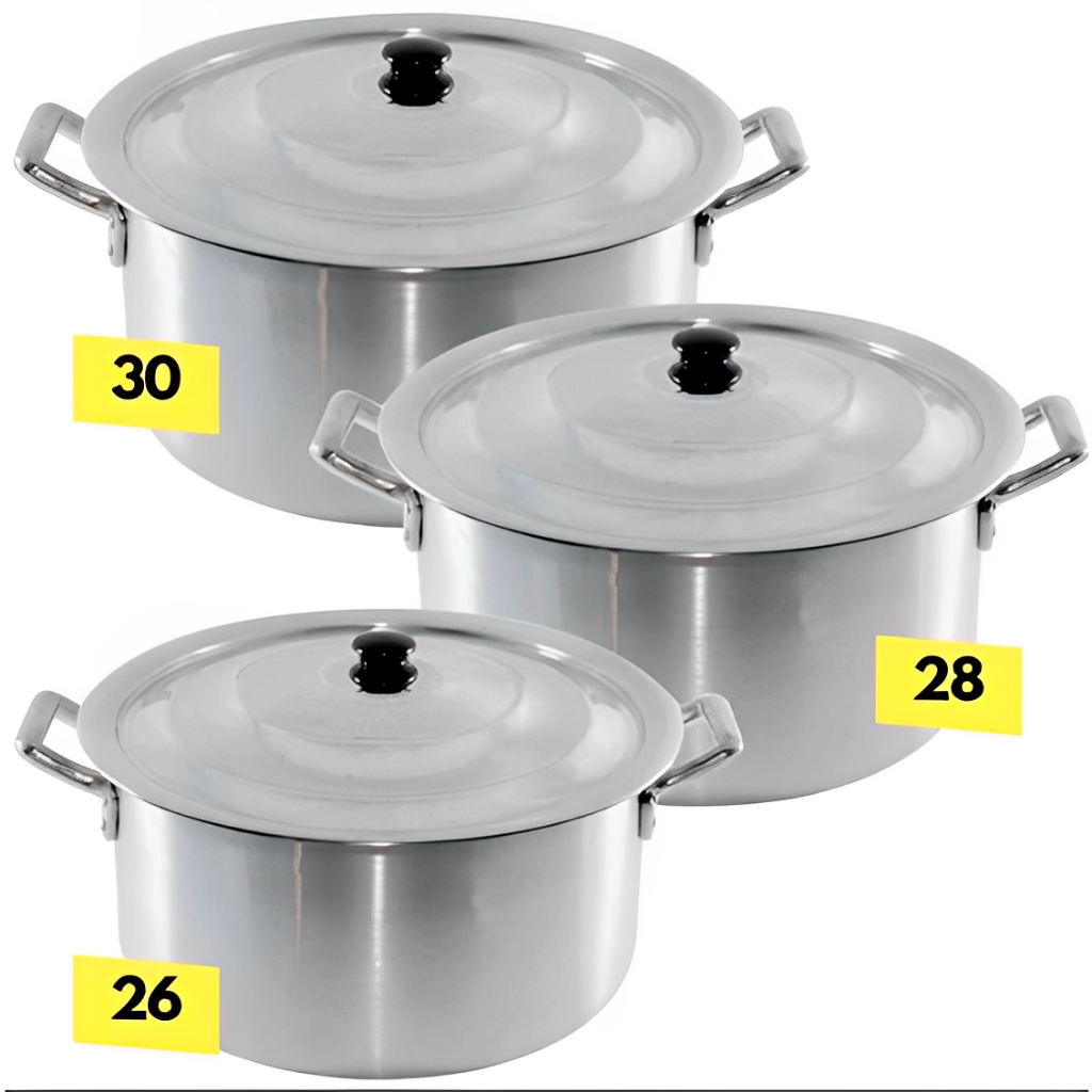 Jogo de Caldeirão Caçarola 26°cm 28°cm 30°cm Feijoada Kit 3 Jogos Hotel Restaurante Jogo de Panelas