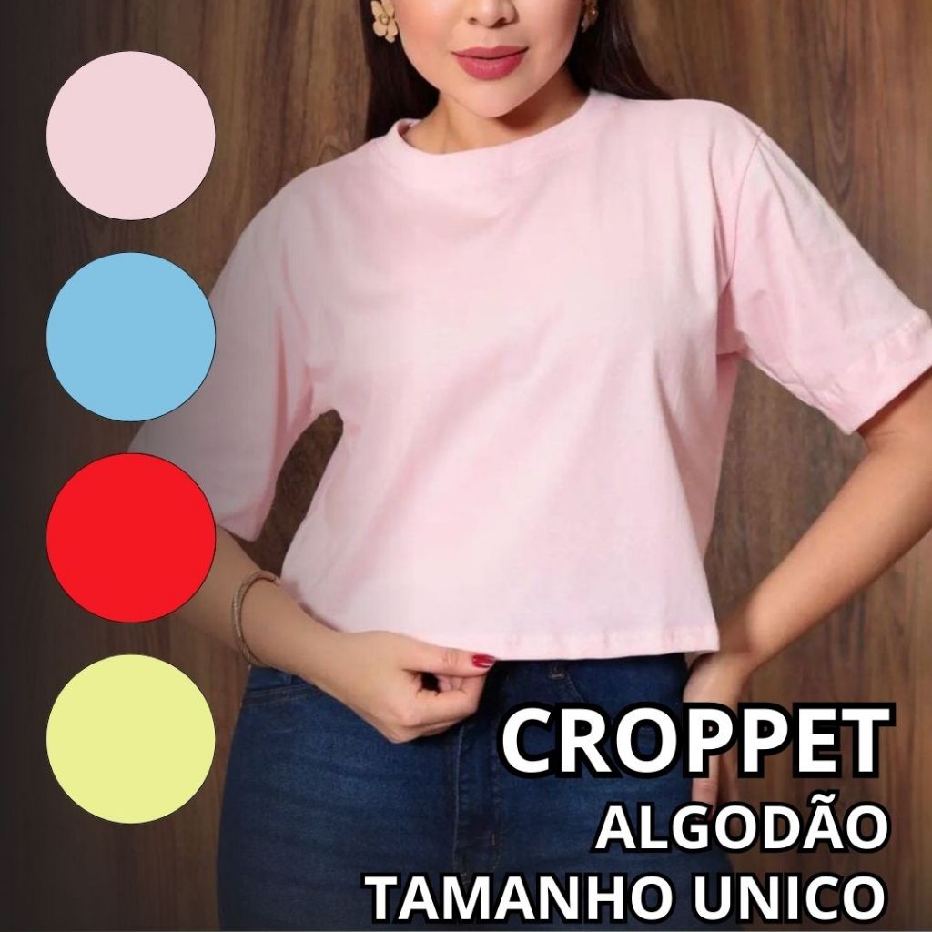 Cropped Feminino Blusinha Blusa Manga Curta Tendência Verão Moda Blogueira