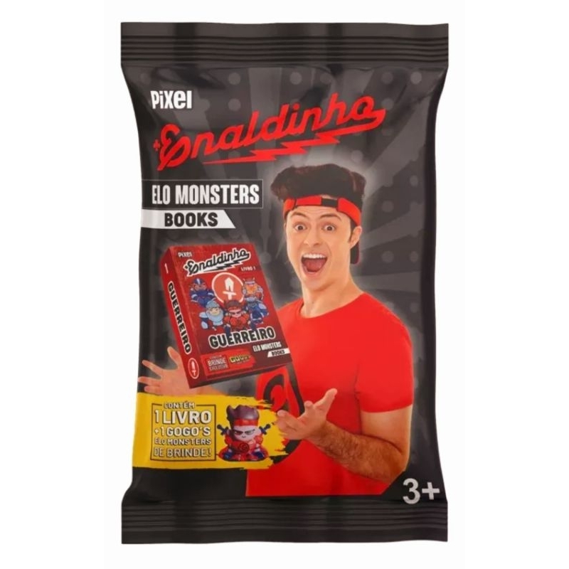 01 envelope lacrado com 1 mini livro e 1 gogo da Coleção Elo Monsters Enaldinho