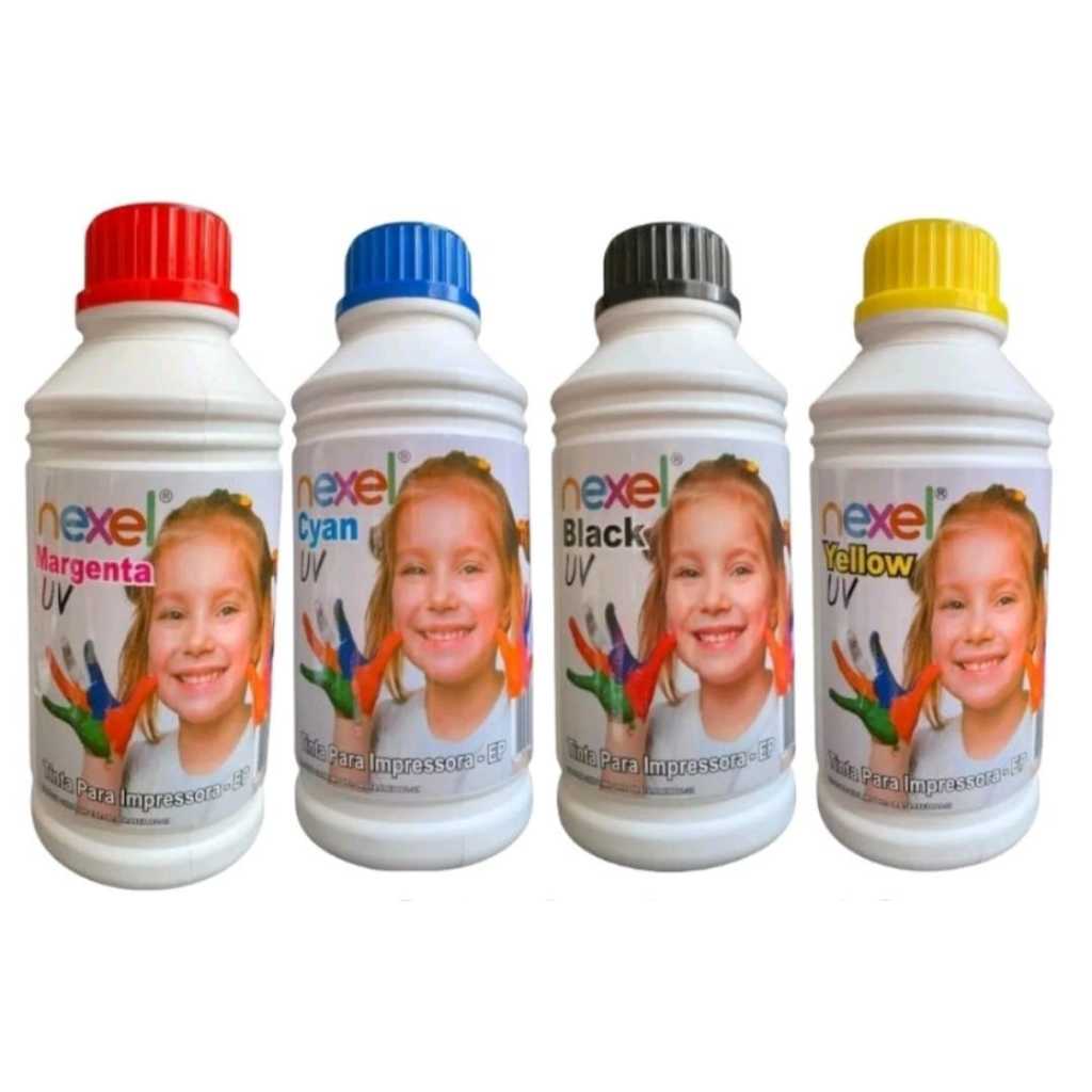 Kit de Tinta Corante 500ML UV Nexel para Impressora L4150 L3150 L6191 L110 L200 L300 L350 L380 L455