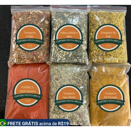Kit Exclusivo com os 6 Temperos Mais Vendidos – 100G Cada Total de 600G