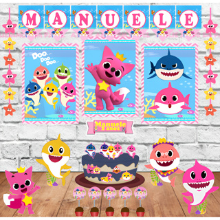 Kit Decoração Festa em Casa Tema Baby Shark Rosa em Oferta na Shopee