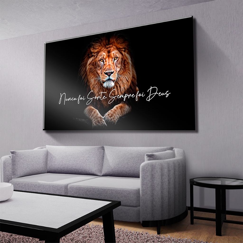 Quadro Decorativo Leão Judá Frase Religiosa Nunca Foi Sorte Mosaico Sala Quarto Escritório em Oferta na Shopee